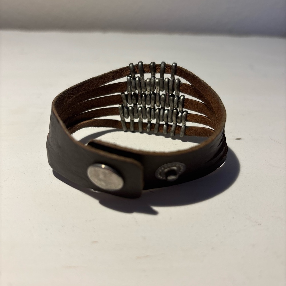 Brown Leather Bracelet with Silver Accents - Picture 3 of 3